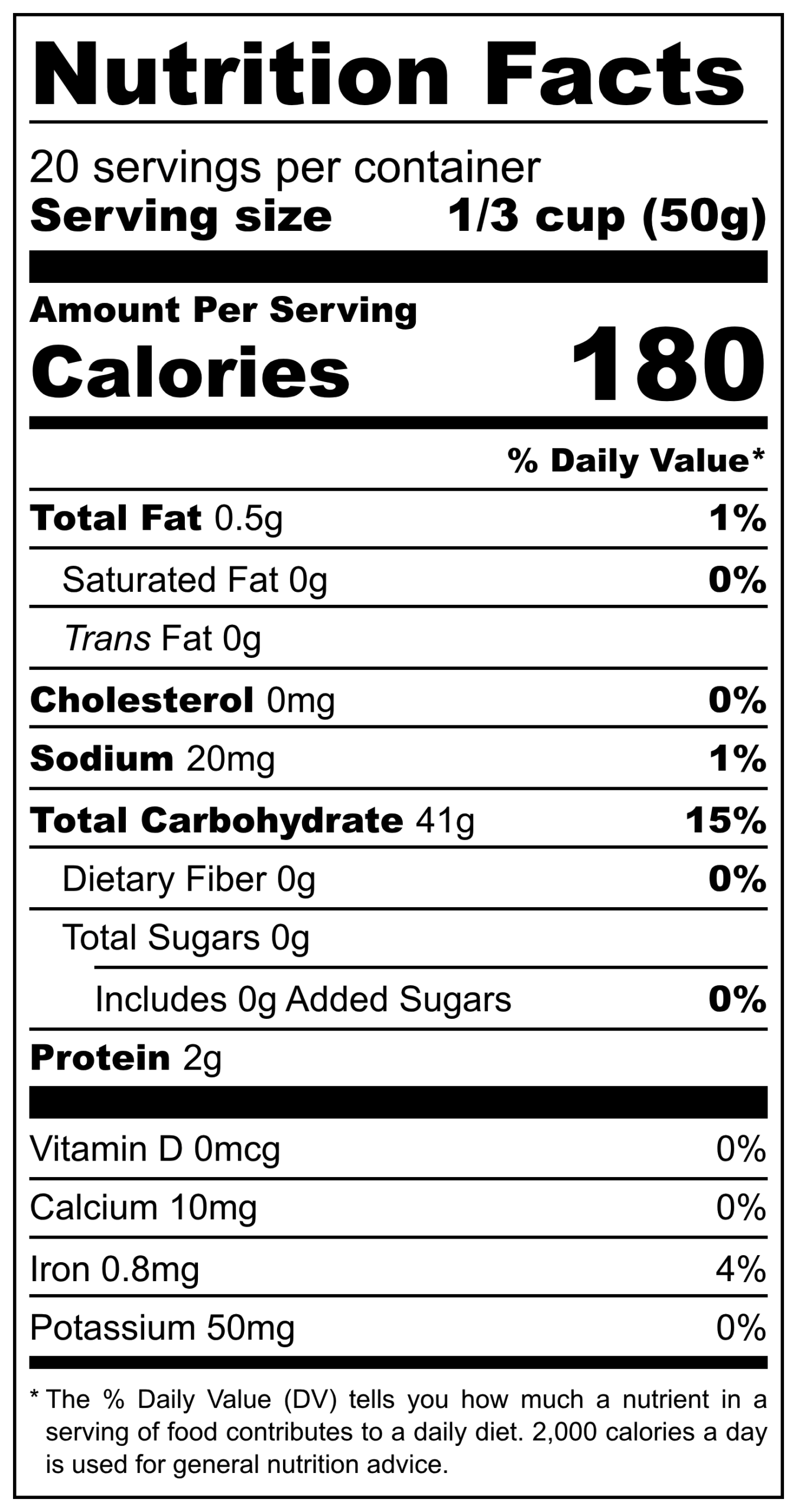 All Purpose FDA Nutrition Label