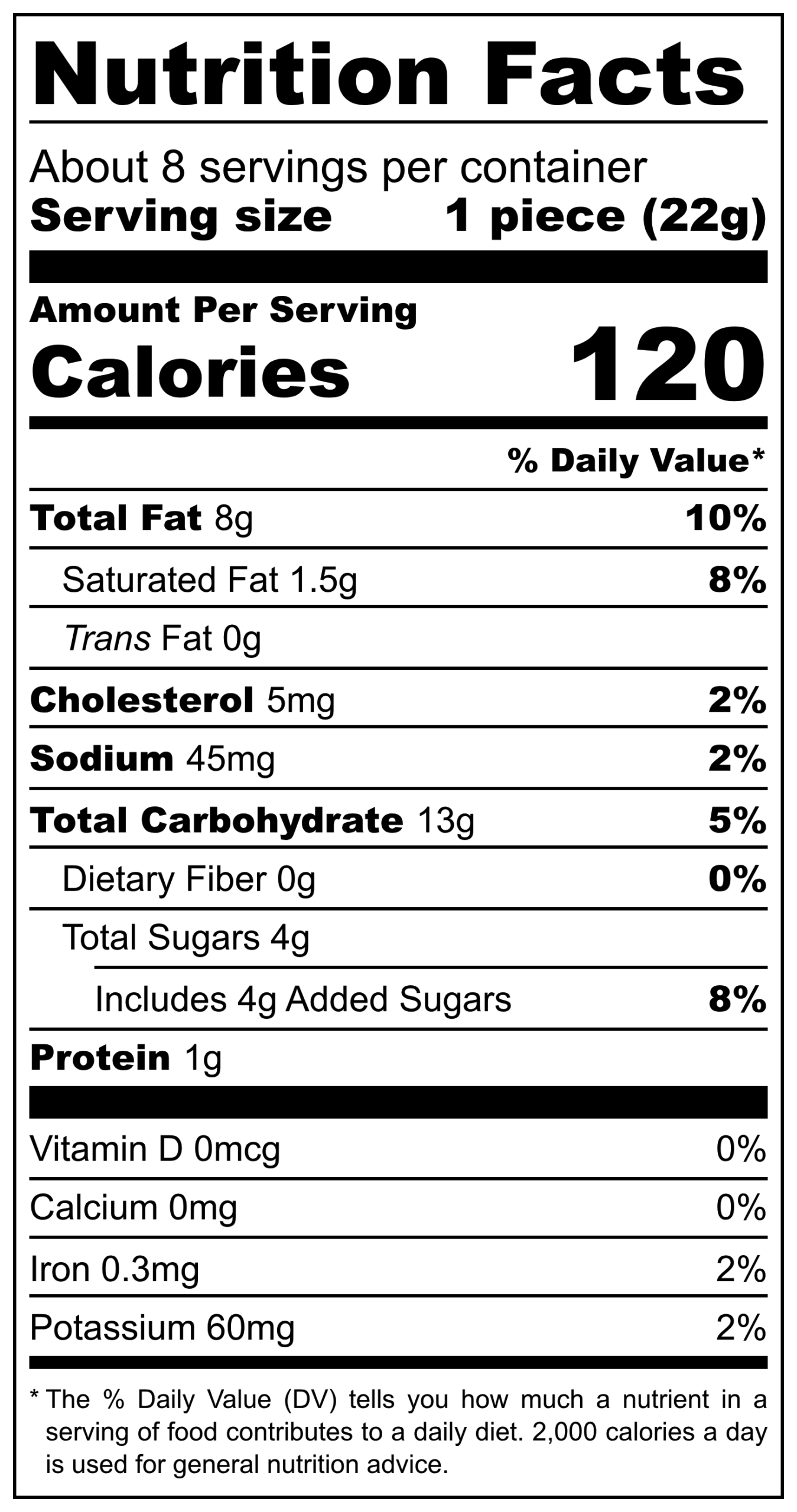 Finger Puff FDA Nutrition Label