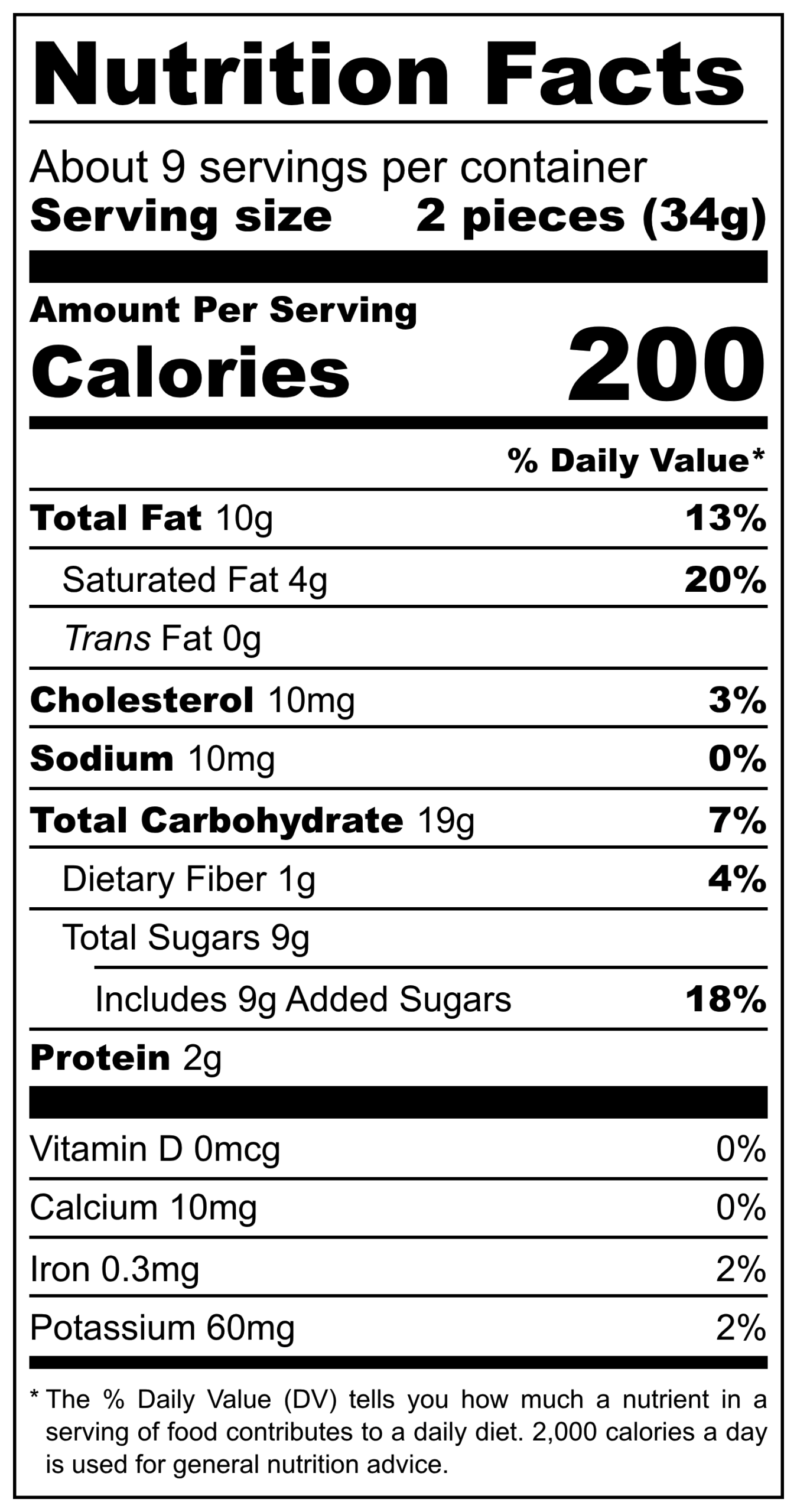 Nankhatai FDA Nutrition Label