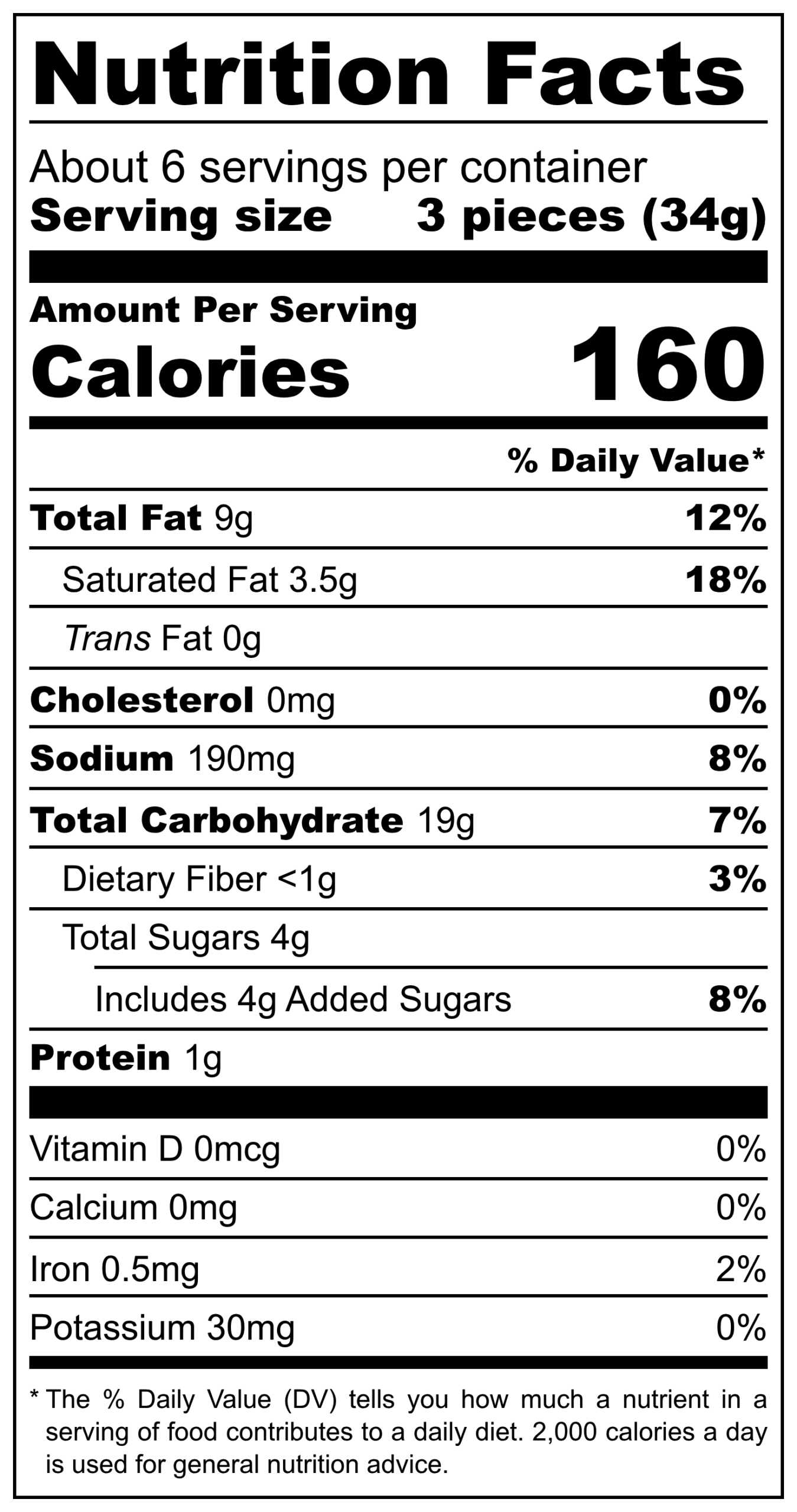 Zeera Biscuits FDA Nutrition Label